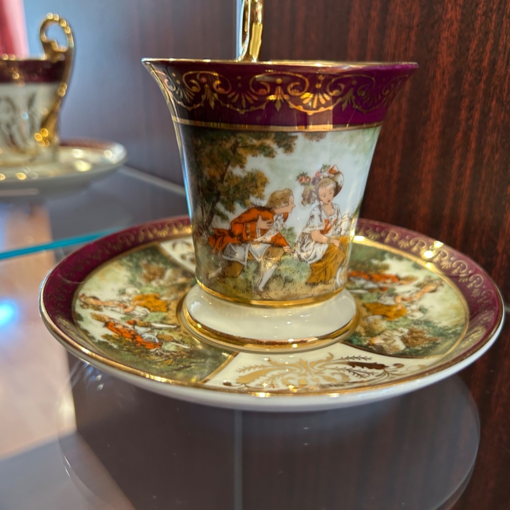 KPM Porcelain Coffee Cup and Saucer Courting Scene - Picture 5 of 12